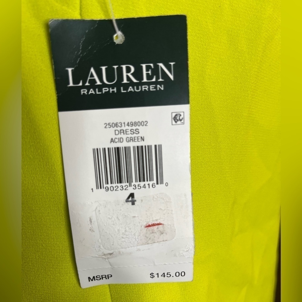⭐️ NWT Ralph Lauren Women's Neon Yellow Sleeveless Lined Dress- size 4 - Picture 2 of 9